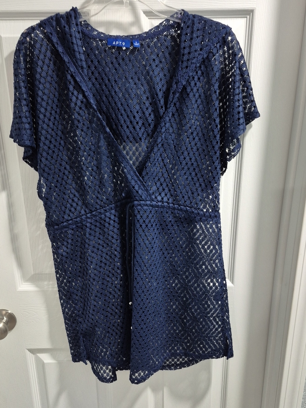Apt. 9 Navy Crochet Hooded Swim Cover-Up